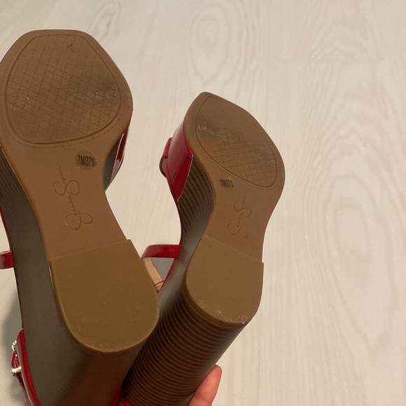 NWOT Jessica Simpson Lipstick Red Strap Wedges 7M - Picture 6 of 9